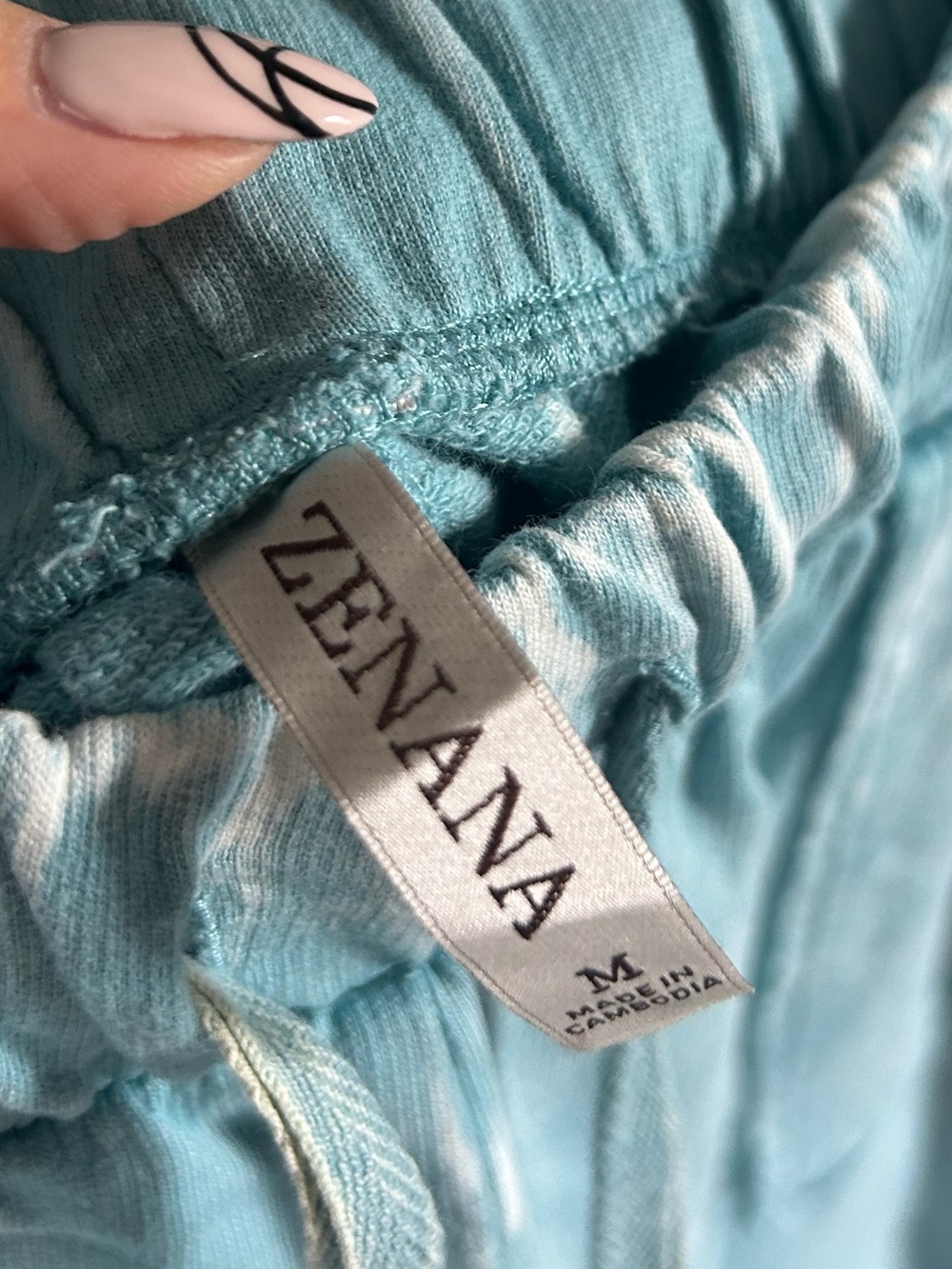 Women’s Wide-Leg Drawstring Pants in Light Teal - Picture 3 of 3
